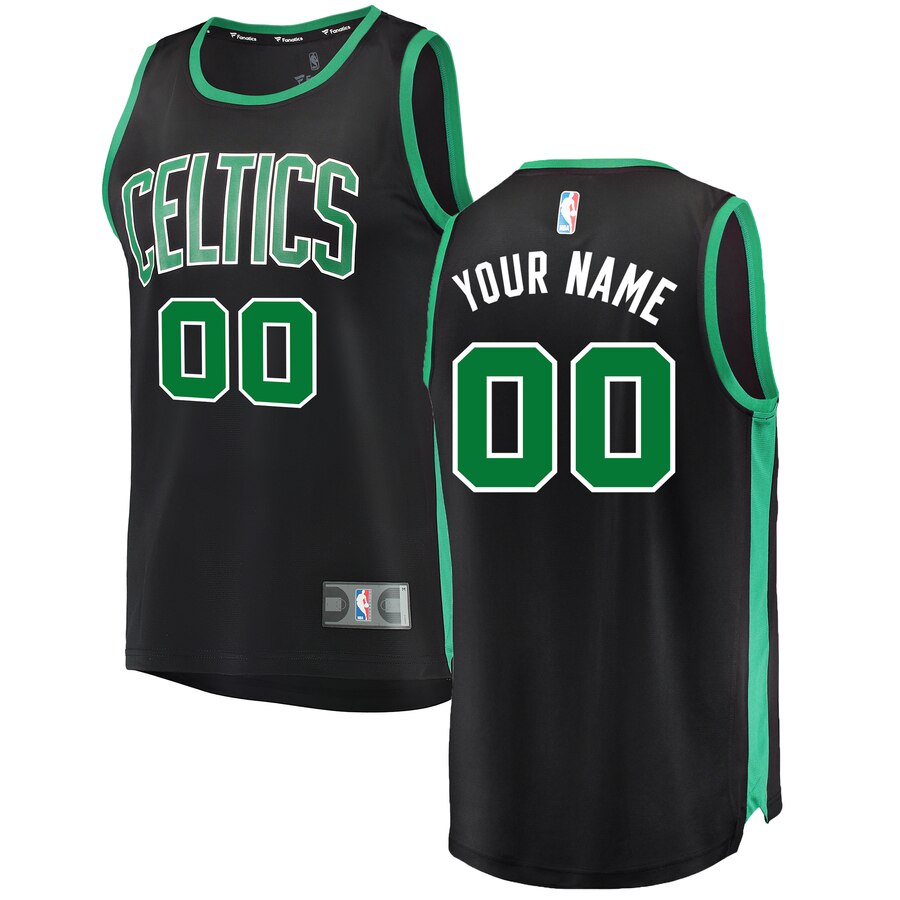 Men's Boston Celtics Custom #00 Fast Break Fanatics Branded Black Replica Statement Edition Jersey 2401KAKD